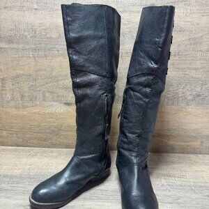 Steve Madden Miidori Black Leather Over The Knee Boots Women's Size 8